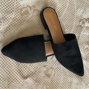 Madden Girl black suede mules!